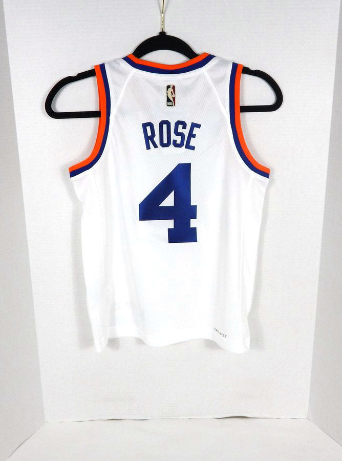 2021-22 Youth New York Knicks Derrick Rose #4 Swingman White Jersey Nike S Pic2