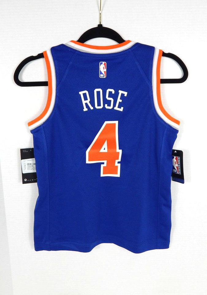 2021-22 Youth New York Knicks Derrick Rose #4 Swingman Blue Jersey Nike S Pic2