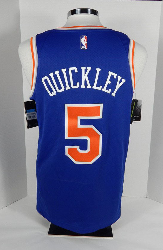 2021-22 Mens New York Knicks Immanuel Quickley #5 Icon Blue Jersey Nike 44 Pic2