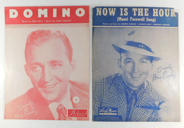 (2) Vintage Sheet Music Now Is The Hour & Domino Bing Crosby Maori Farewell Song