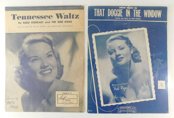 Lot of (2) Patti Page Sheet Music Tennessee Waltz and Doggie in the Window
