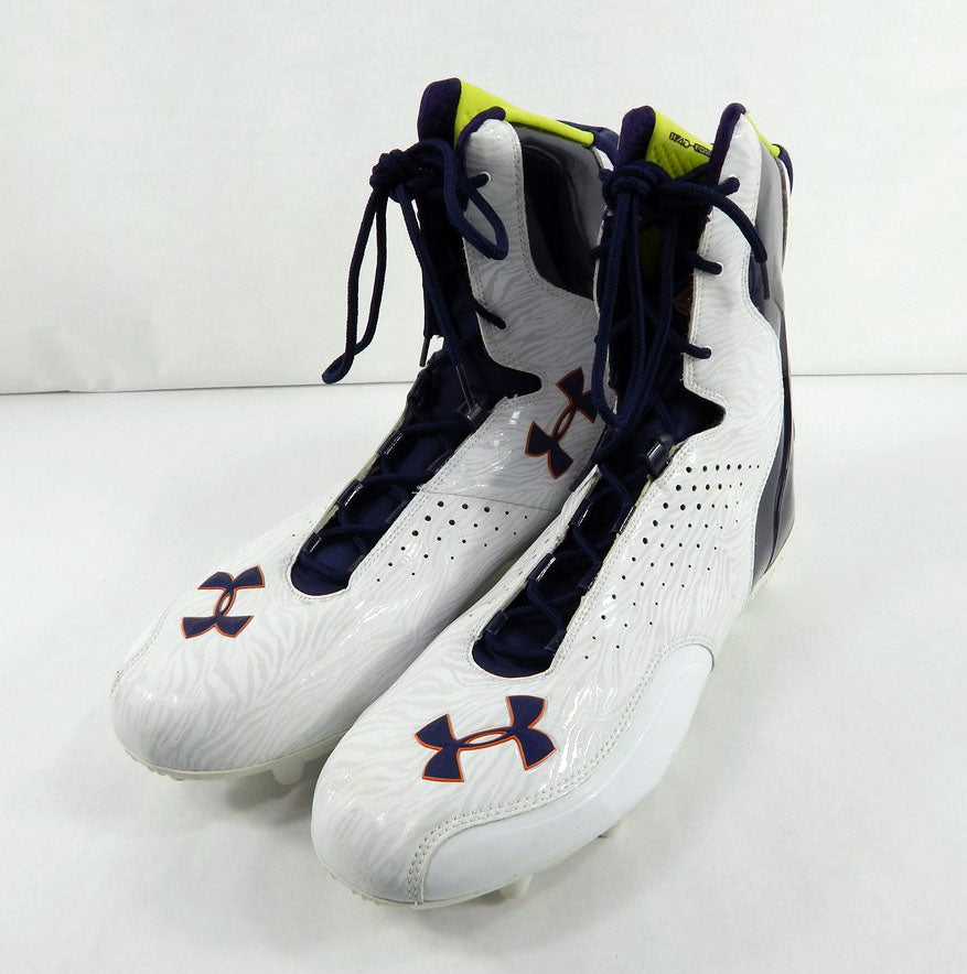 2012 Auburn Under Armour PowerClamp MC White/Navy/Orange Football Cleats 16 Pic2