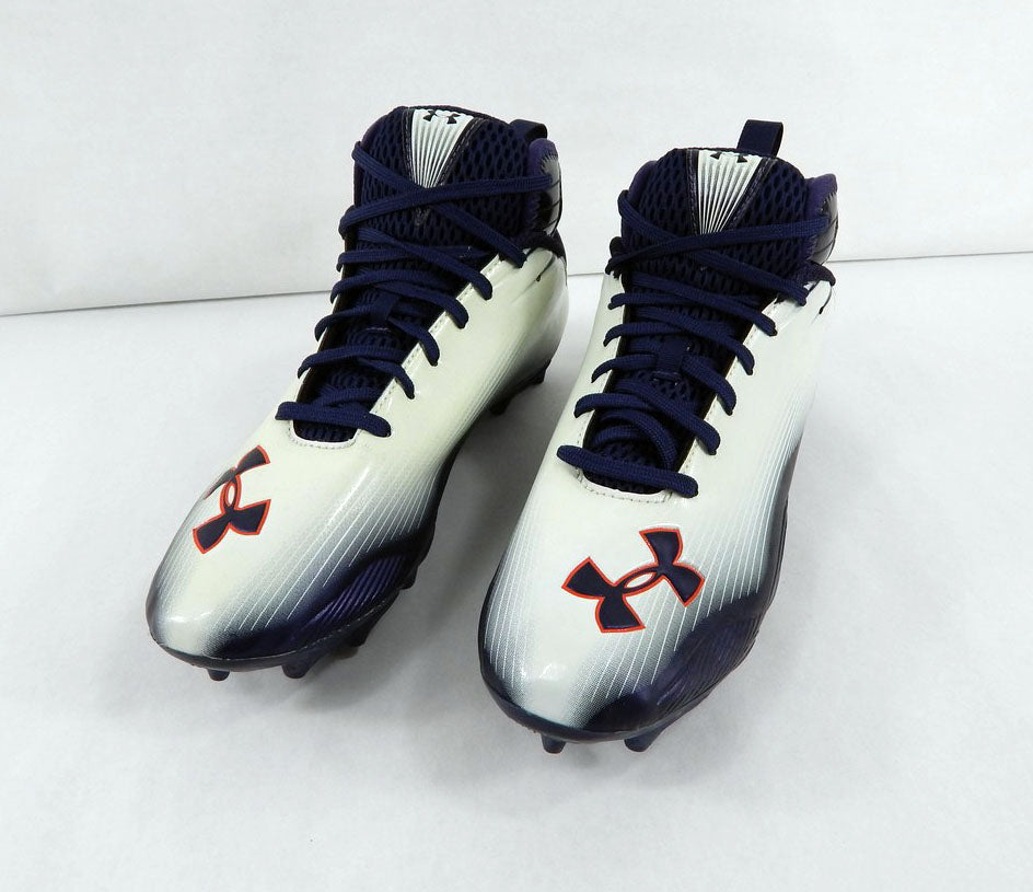 2011 Auburn Under Armour Nitro Compfit Micro G White/Navy Football Cleats 9 Pic2