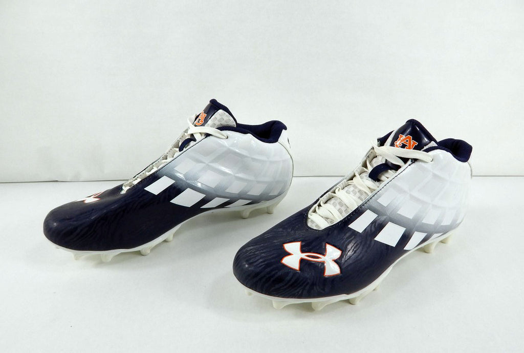 2012 Utah State Under Armour Team Highlight Demo White/Navy Football Cleats 9.5