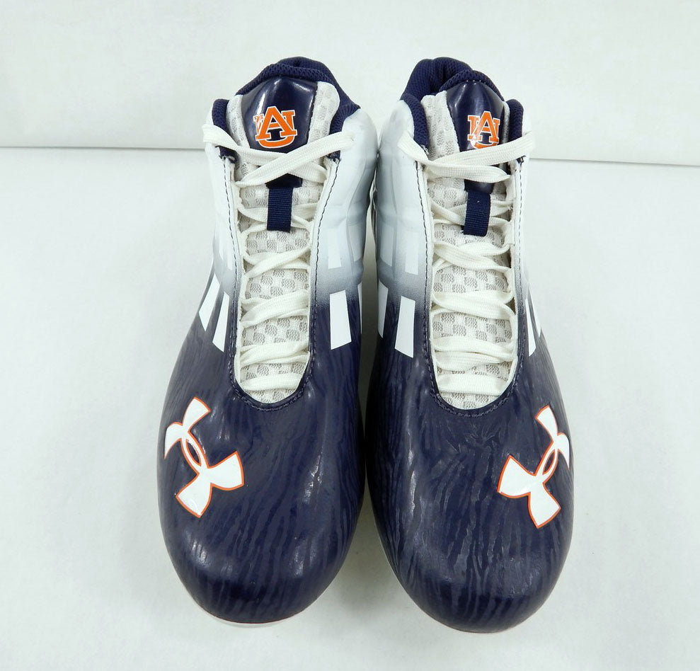 2012 Utah State Under Armour Team Highlight Demo White/Navy Football Cleats 9.5 Pic2