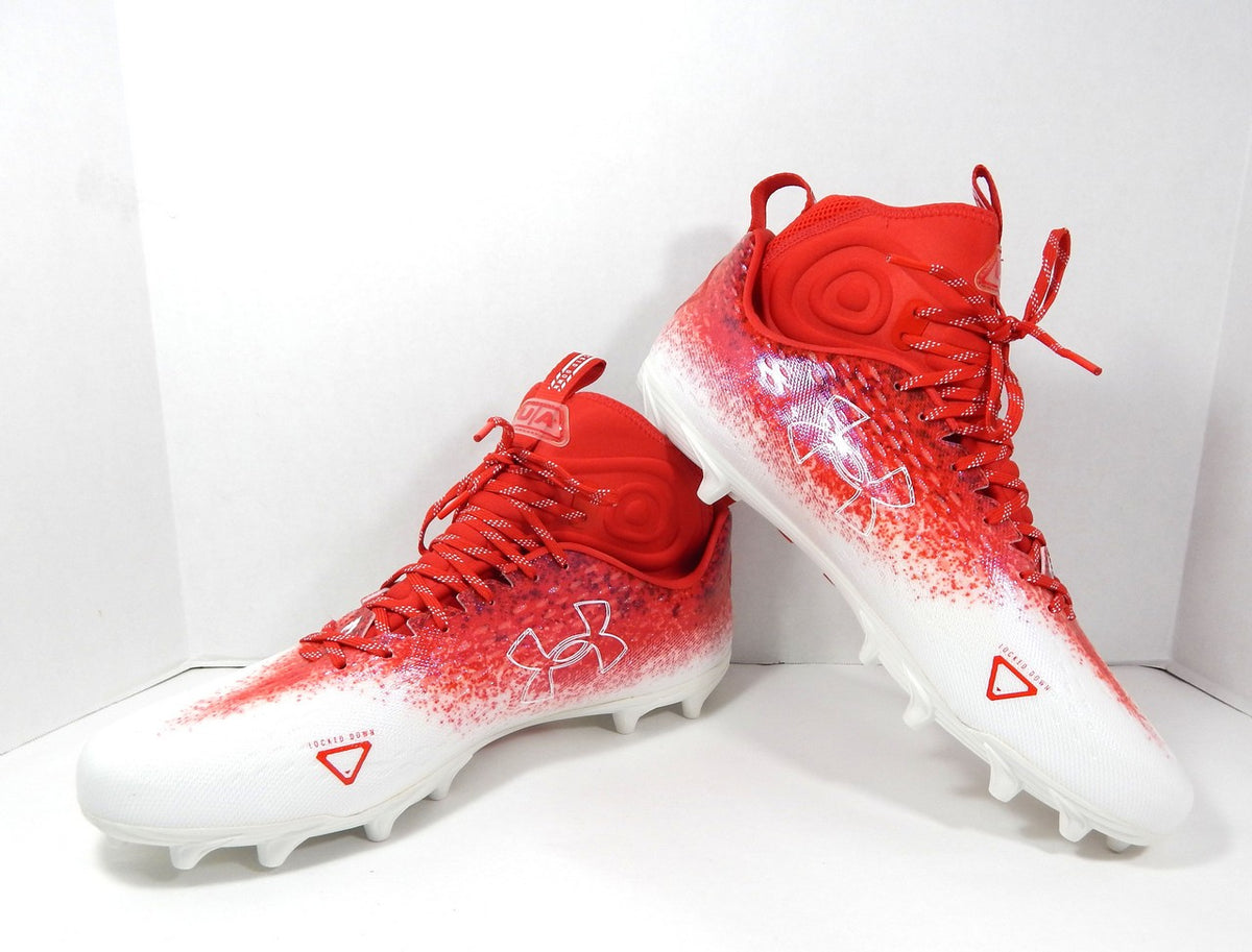 Under Armour Spot Light MC 2.0 Midtop Texas Tech Red Football Cleats Size 15 Pic2