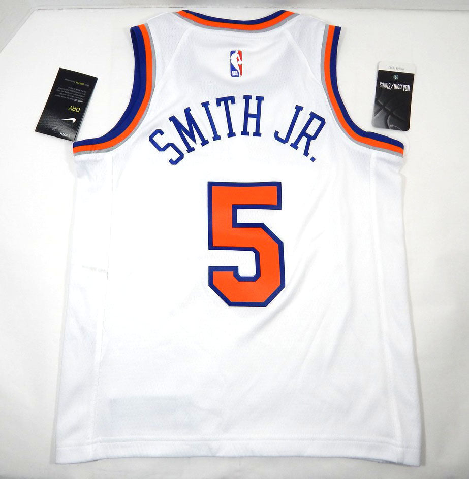 2019 Youth New York Knicks Dennis Smith Jr #5 Swingman White Jersey Nike S Pic2