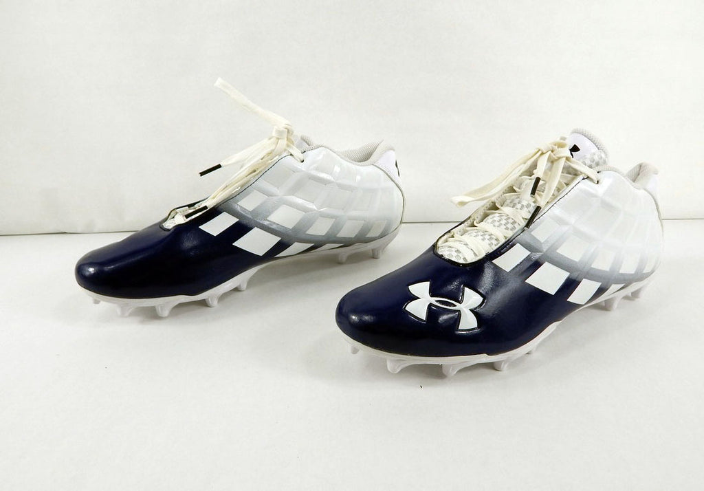 2013 Utah State Under Armour Team Highlight Demo White/Navy Football Cleats 12