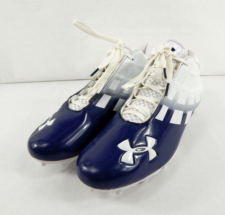 2013 Utah State Under Armour Team Highlight Demo White/Navy Football Cleats 12 Pic2