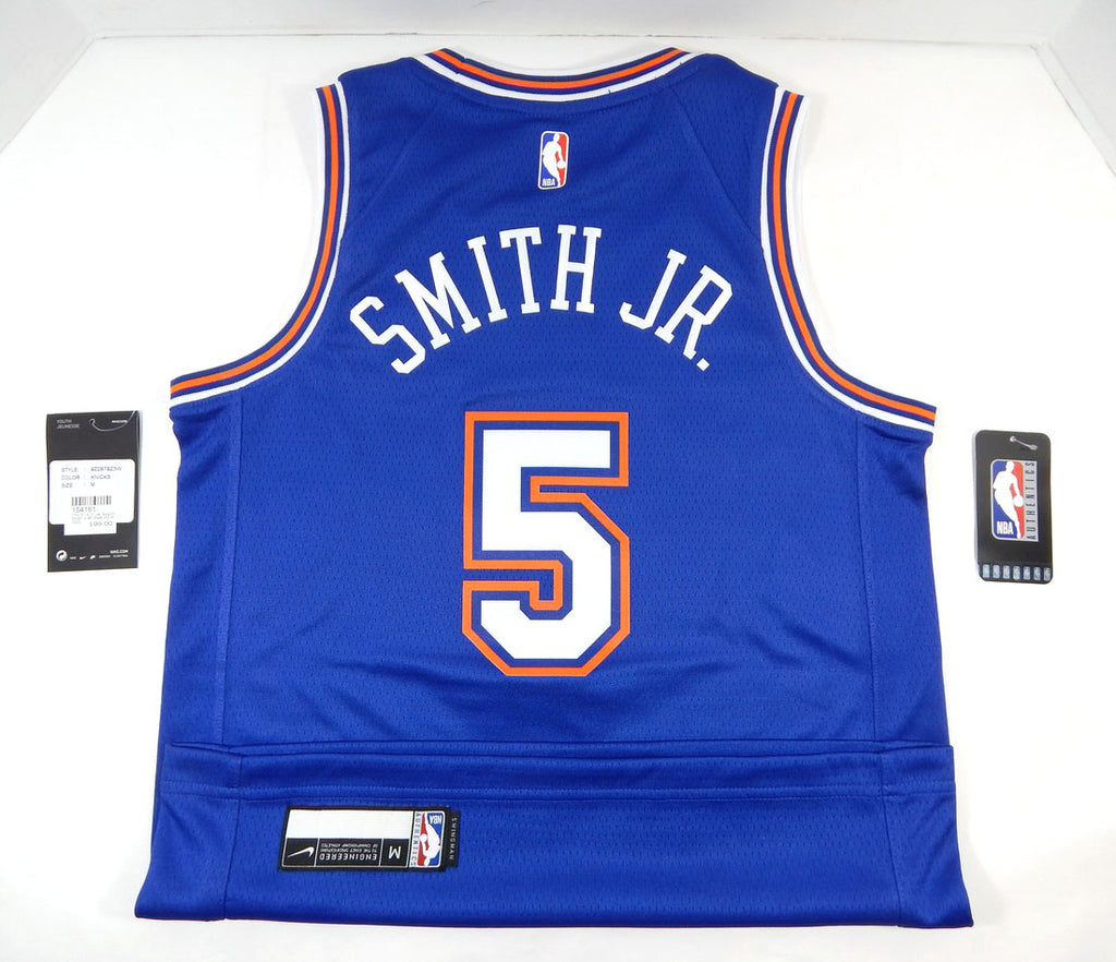 2020 Youth New York Knicks Dennis Smith Jr #5 Swingman Blue Jersey Nike M Pic2
