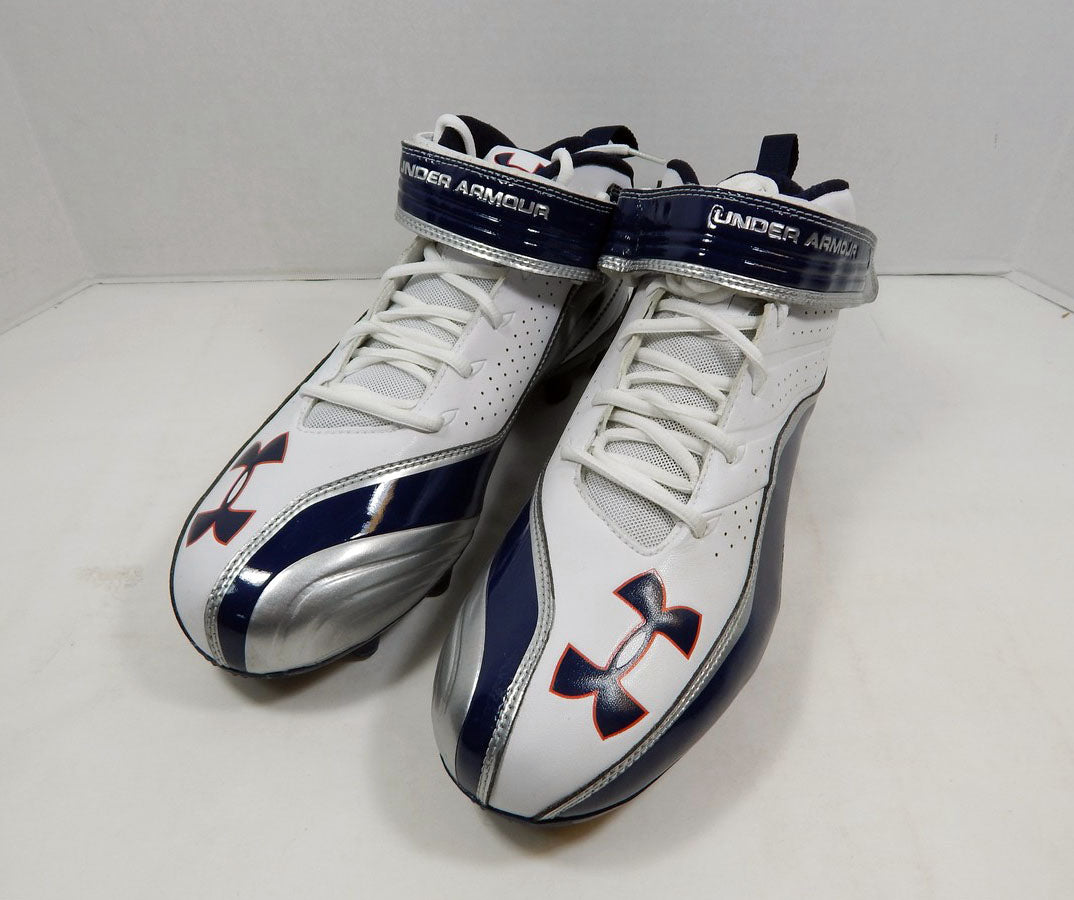 2011 Auburn Tigers Under Armour Team Fierce III MC White Football Cleats 13.5 Pic2
