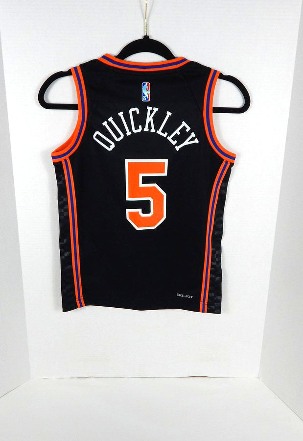 2021-22 Youth New York Knicks Immanuel Quickley #5 Swingman Black Jersey Nike S Pic2
