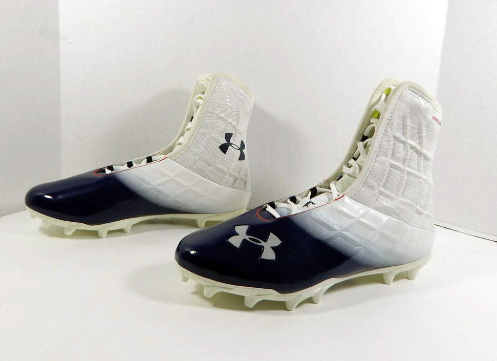Auburn Tigers UA Highlight Compfit Hightop Team Issued White Football Cleats 13E