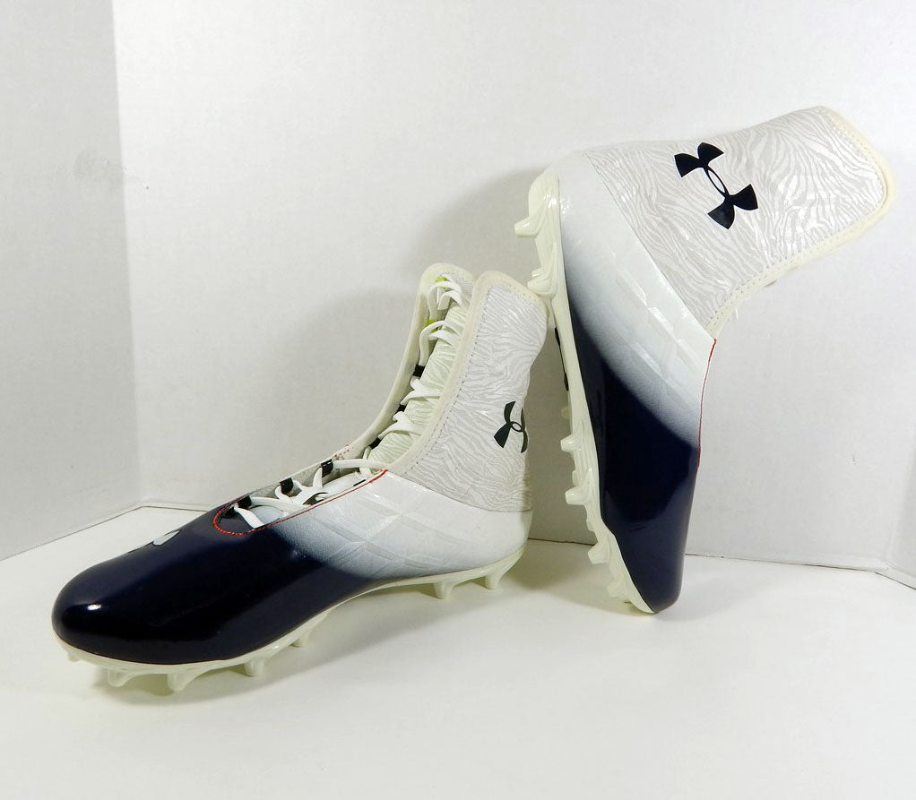 Auburn Tigers UA Highlight Compfit Hightop Team Issued White Football Cleats 13E Pic2