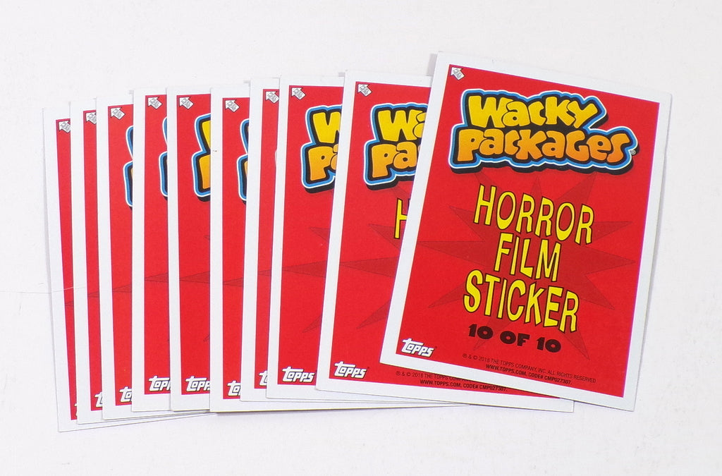 2018 Topps Wacky Packages Go To The Movies Horror Film Sticker Set (10) Pic2