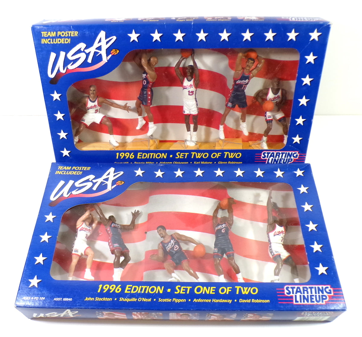 1996 Starting Lineup Team USA Basketball Sets 1 & 2 In Boxes Hill Pippen Shaq