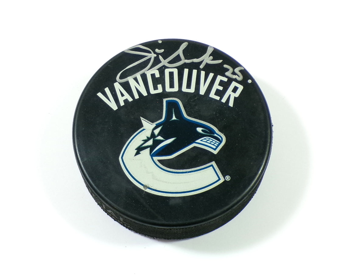 Jim Sandlak #25 Signed Vancouver Canucks NHL Hockey Puck Auto