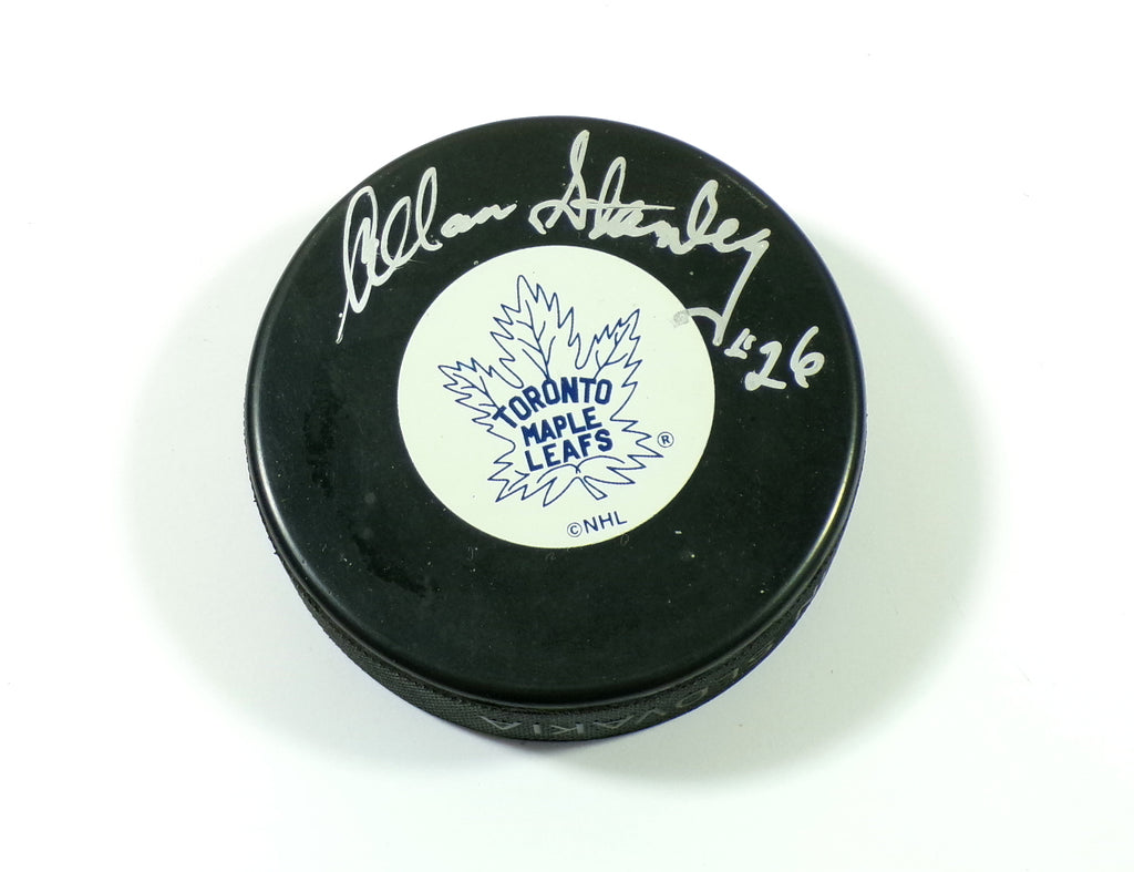 Allan Stanley #26 Signed Toronto Maple Leafs In Glas Co Hockey Puck Auto