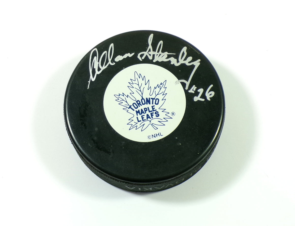 Allan Stanley #26 Signed Toronto Maple Leafs In Glas Co Hockey Puck Auto