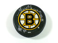 Gerry Cheevers #30 HOF 88 Signed Boston Bruins In Glas Co Hockey Puck Auto