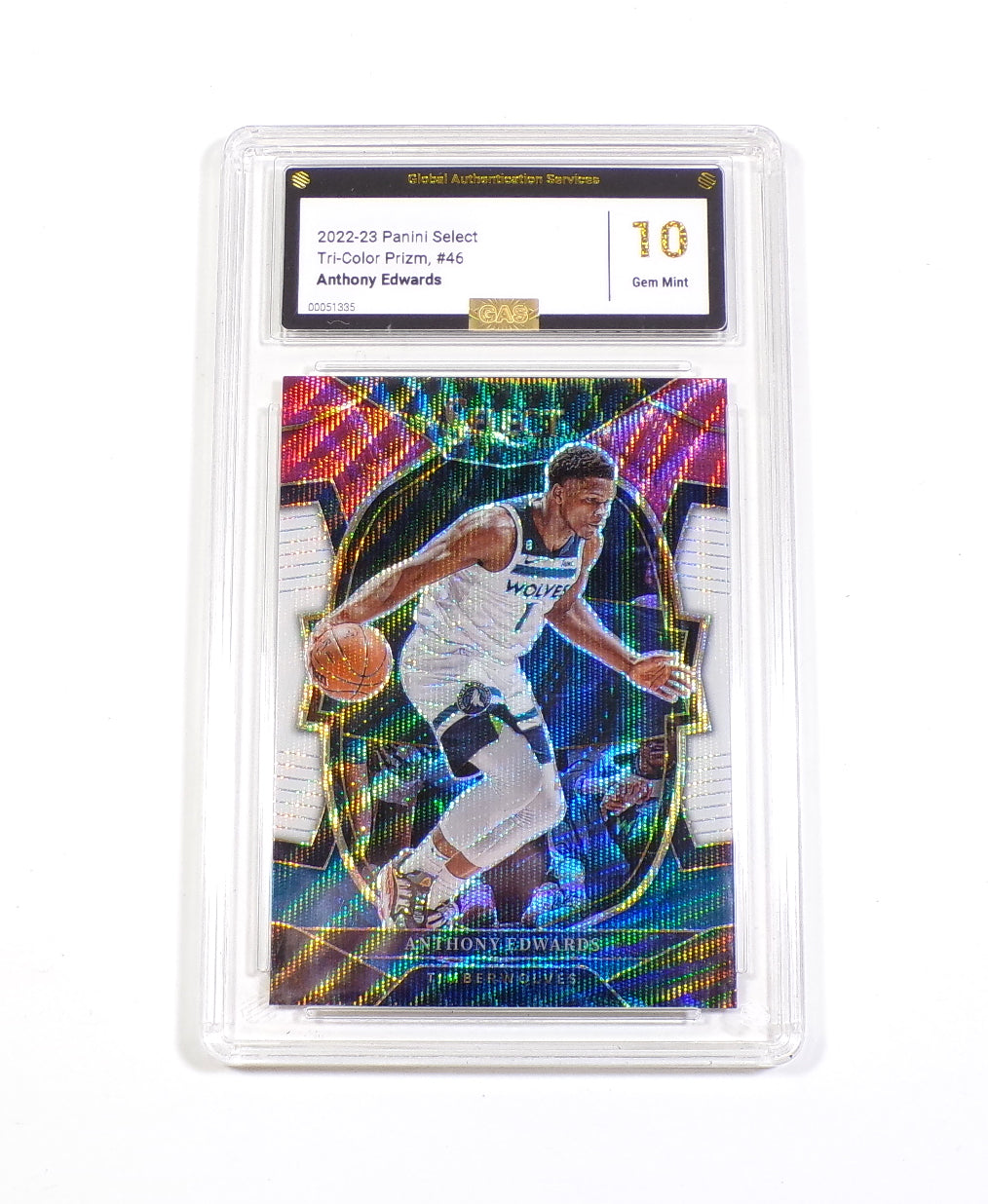 2022-23 Panini Select Tri-Color Prizm Anthony Edwards #46 GAS 10