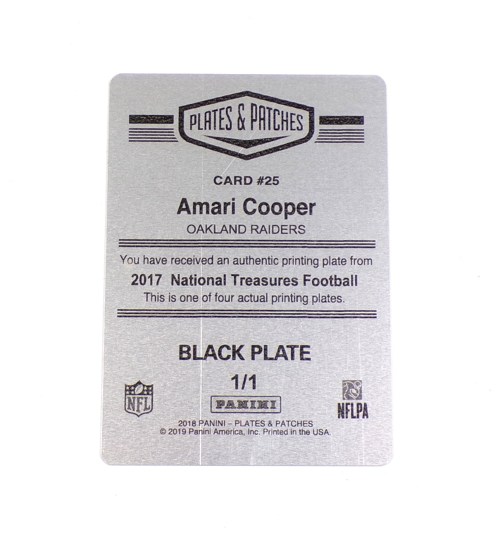 2018 Plates & Patches Amari Cooper Black Plate #'d 1/1 2017 National Treasures Pic2