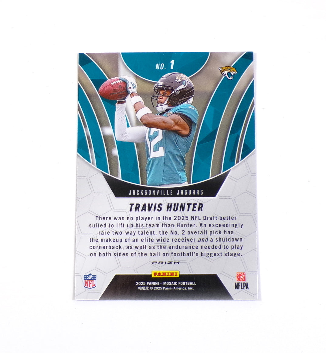 2025 Panini Mosaic Elevate Mosaic Orange Fluorescent Travis Hunter RC #1 Rookie Pic2