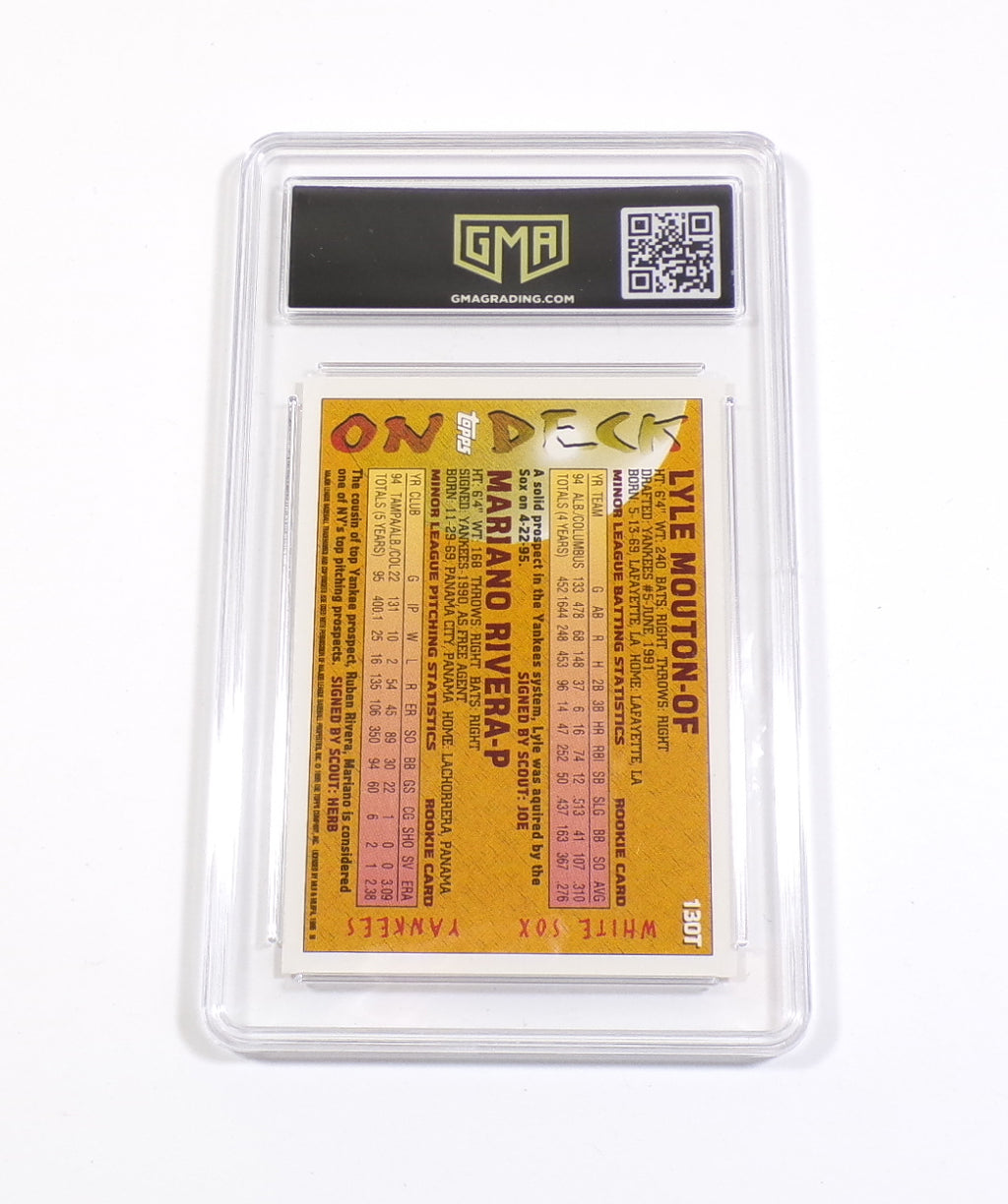 1995 Topps Traded On Deck Mariano Rivera / Lyle Mouton RC #130T GMA 8.5 Pic2