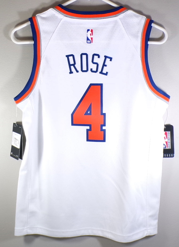 Derrick Rose #4 New York Knicks Nike Swingman Squarespace B White Jersey Youth M Pic2