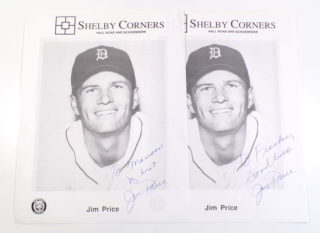 Lot of (2) Jim Price Detroit Tigers Signed 8x10 Promo Photos Auto