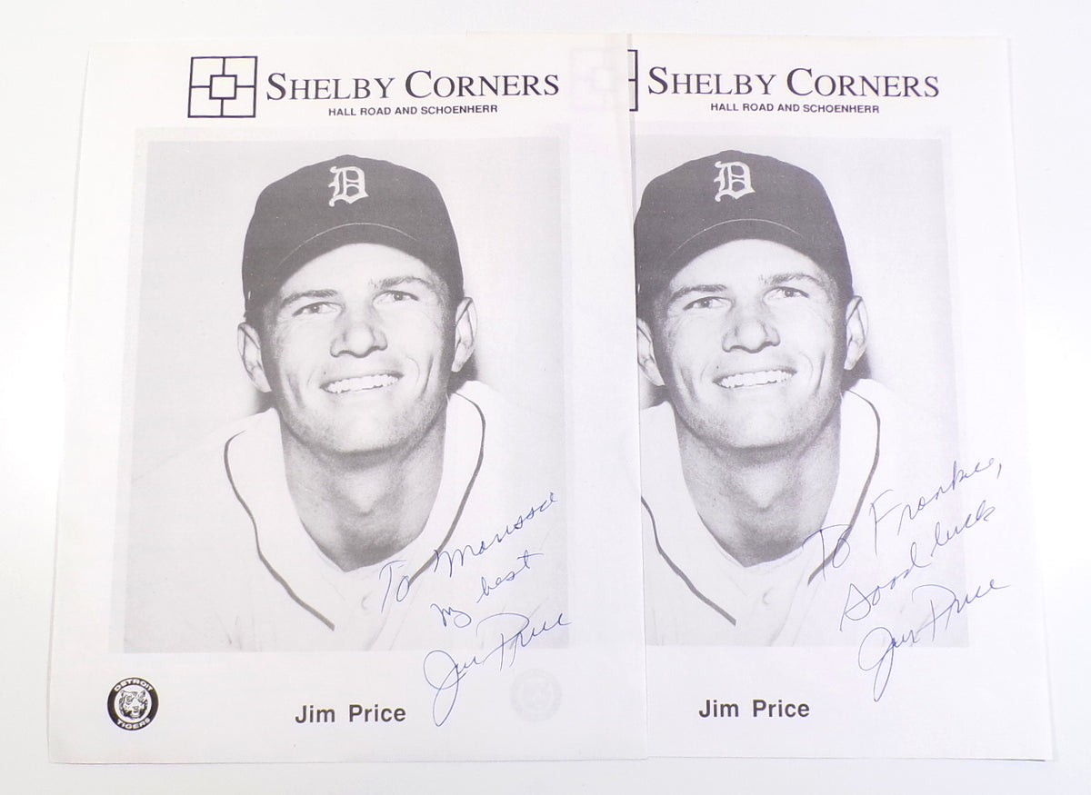 Lot of (2) Jim Price Detroit Tigers Signed 8x10 Promo Photos Auto