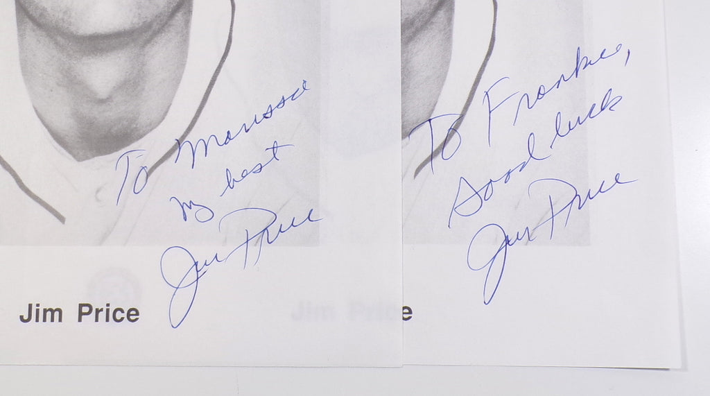 Lot of (2) Jim Price Detroit Tigers Signed 8x10 Promo Photos Auto Pic2