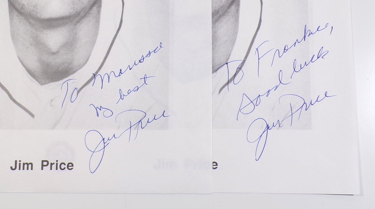 Lot of (2) Jim Price Detroit Tigers Signed 8x10 Promo Photos Auto Pic2
