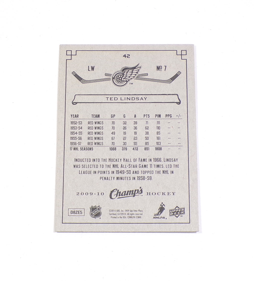 2009-10 Upper Deck Champ's Ted Lindsay #42 On Card Auto Autograph Pic2
