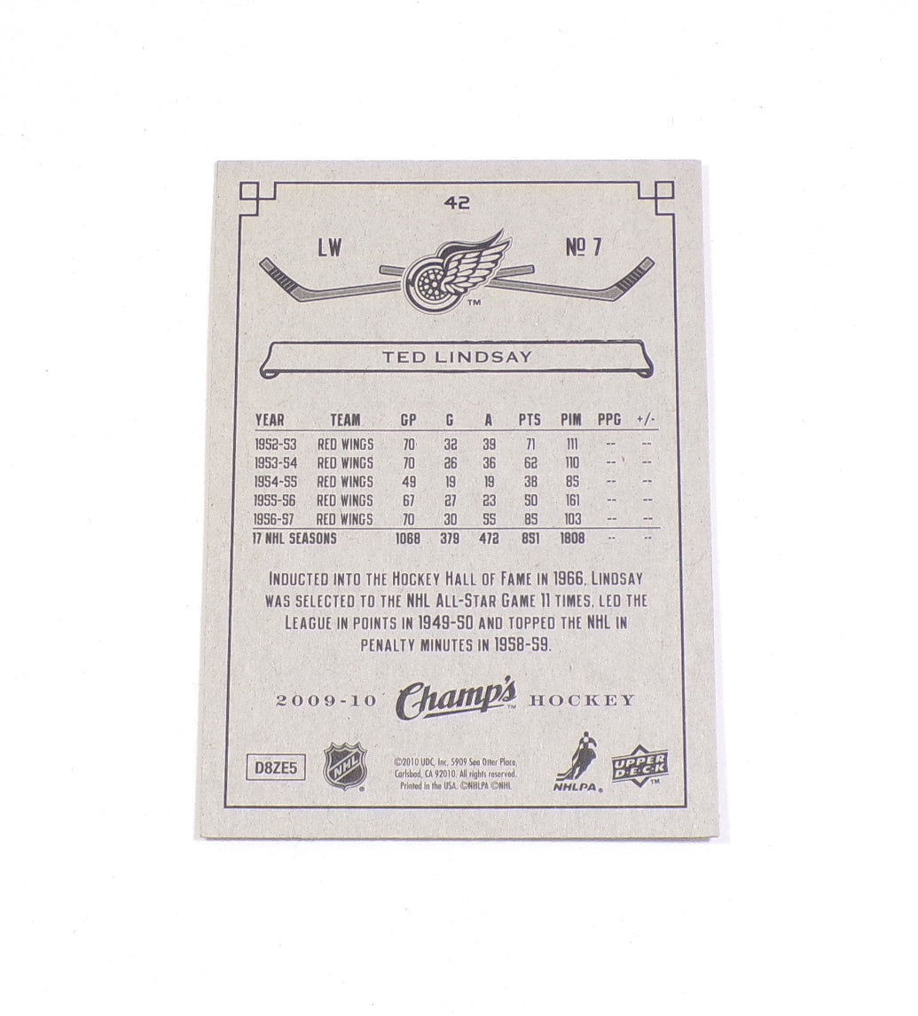 2009-10 Upper Deck Champ's Ted Lindsay #42 On Card Auto Autograph Pic2