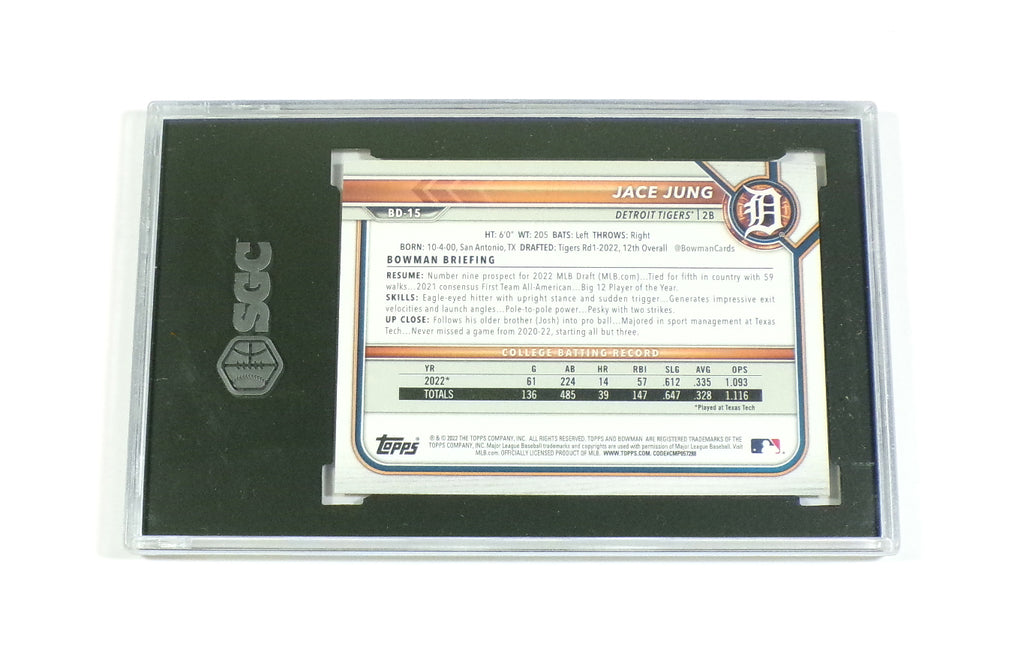 2022 Bowman Draft Jace Jung RC #BD-15 SGC 10 Pic2