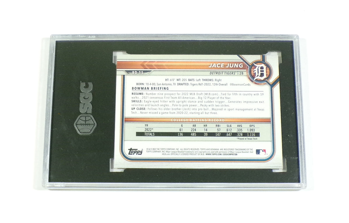 2022 Bowman Draft Jace Jung RC #BD-15 SGC 10 Pic2