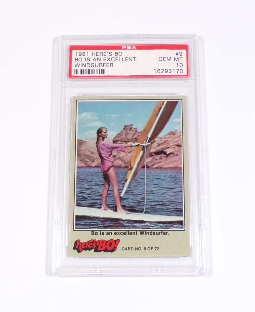 1981 Fleer Here's Bo! Bo Is An Excellent Windsurfer #9 Bo Derek PSA 10
