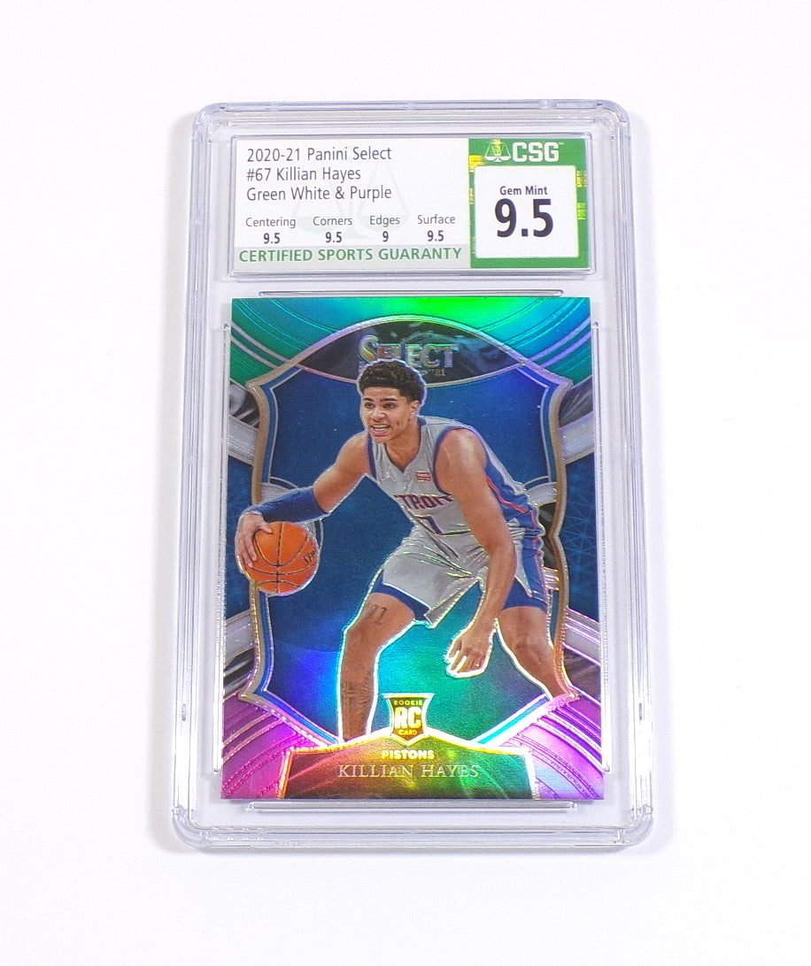 2020-21 Panini Select Green White Purple Prizm Killian Hayes RC #67 CSG 9.5