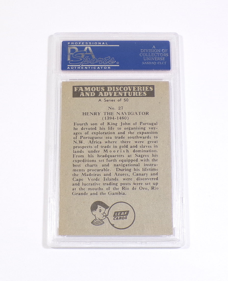 1961 Leaf Sales Famous Discoveries & Adventures Henry The Navigator #27 PSA 9 Pic2