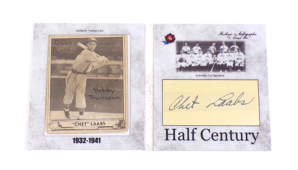 2020 Historic Autographs Half Century Chet Laabs Signed Cut Auto BAS
