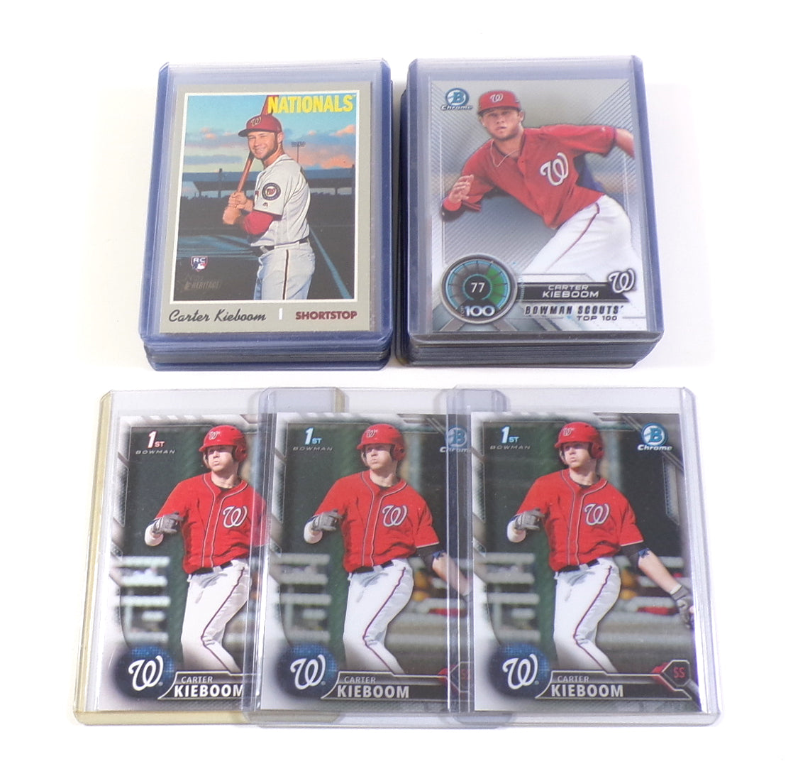 Lot of (28) Carter Kieboom Assorted Cards RC's 2016 to 2019 Topps Bowman