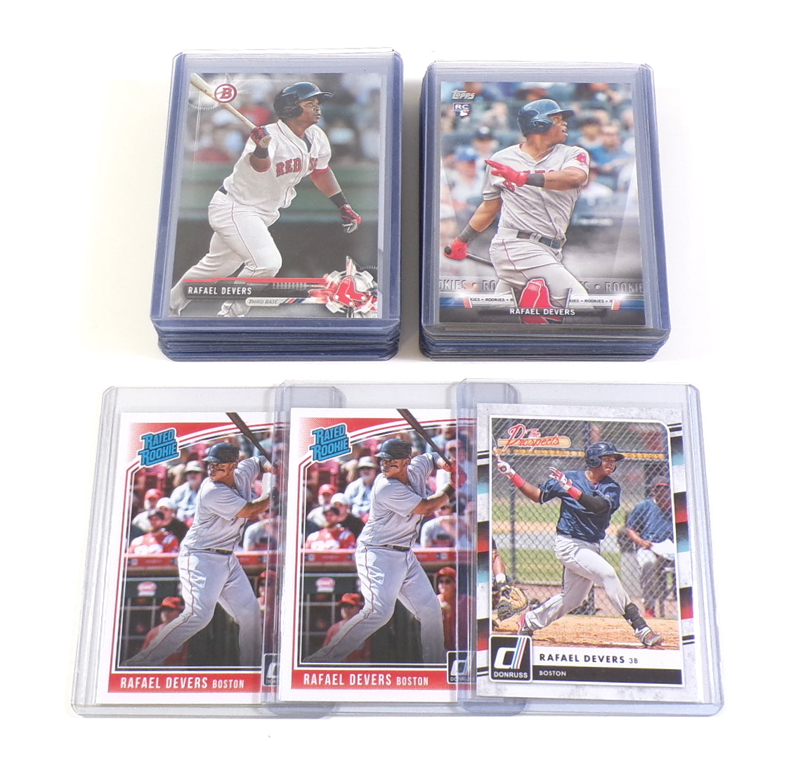 Lot of (28) Rafael Devers Assorted Cards RC's 2014 to 2018 Topps Bowman Chrome