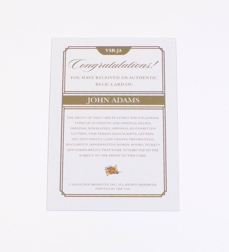 2024 Pieces of the Past John Adams Card #VSR-JA Authentic Historical Relic Pic2