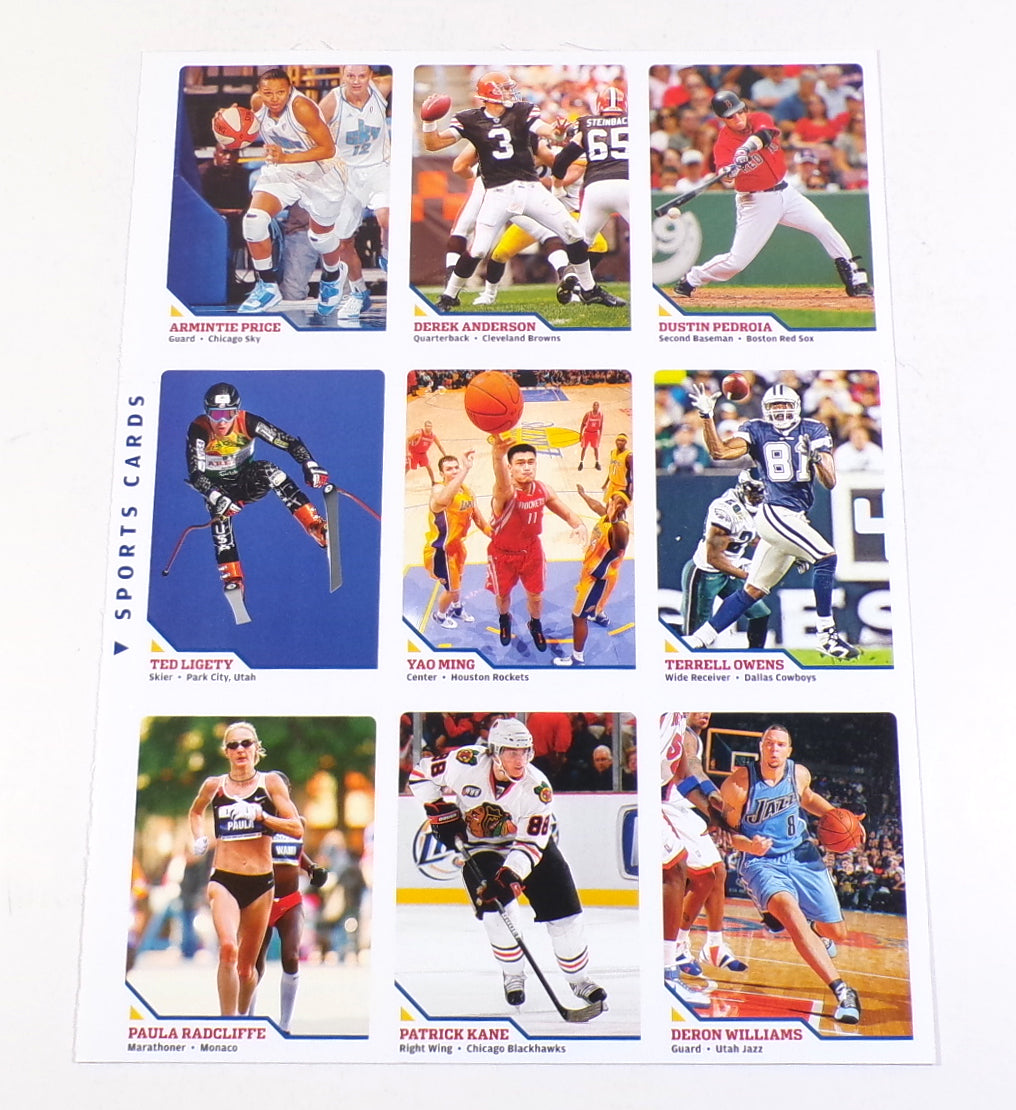 2008 Sports Illustrated for Kids 9-Card Uncut Sheet Patrick Kane Yao Ming