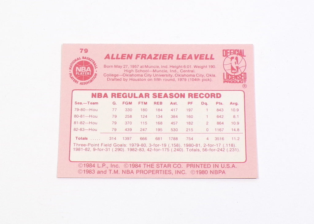 1983-84 Star Allen Leavell #79 Rockets Nm/Mt Pic2