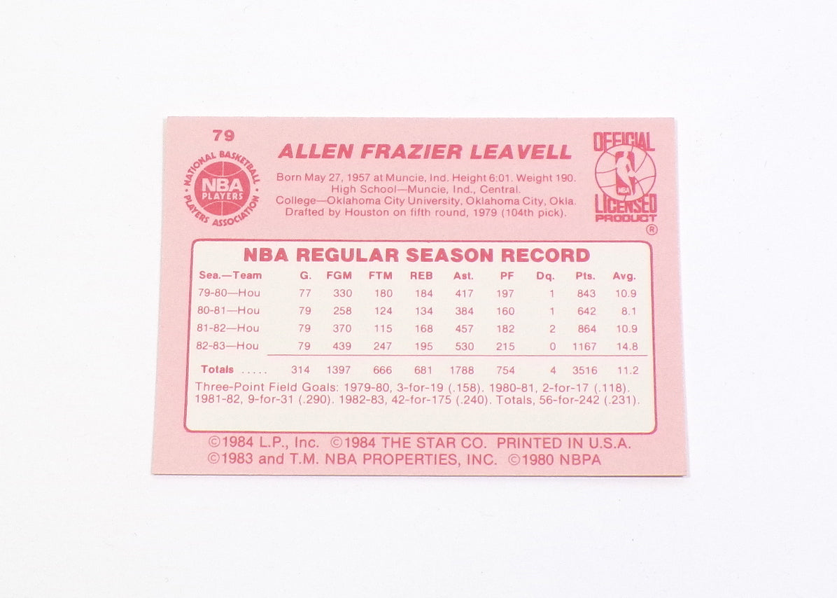 1983-84 Star Allen Leavell #79 Rockets Nm/Mt Pic2