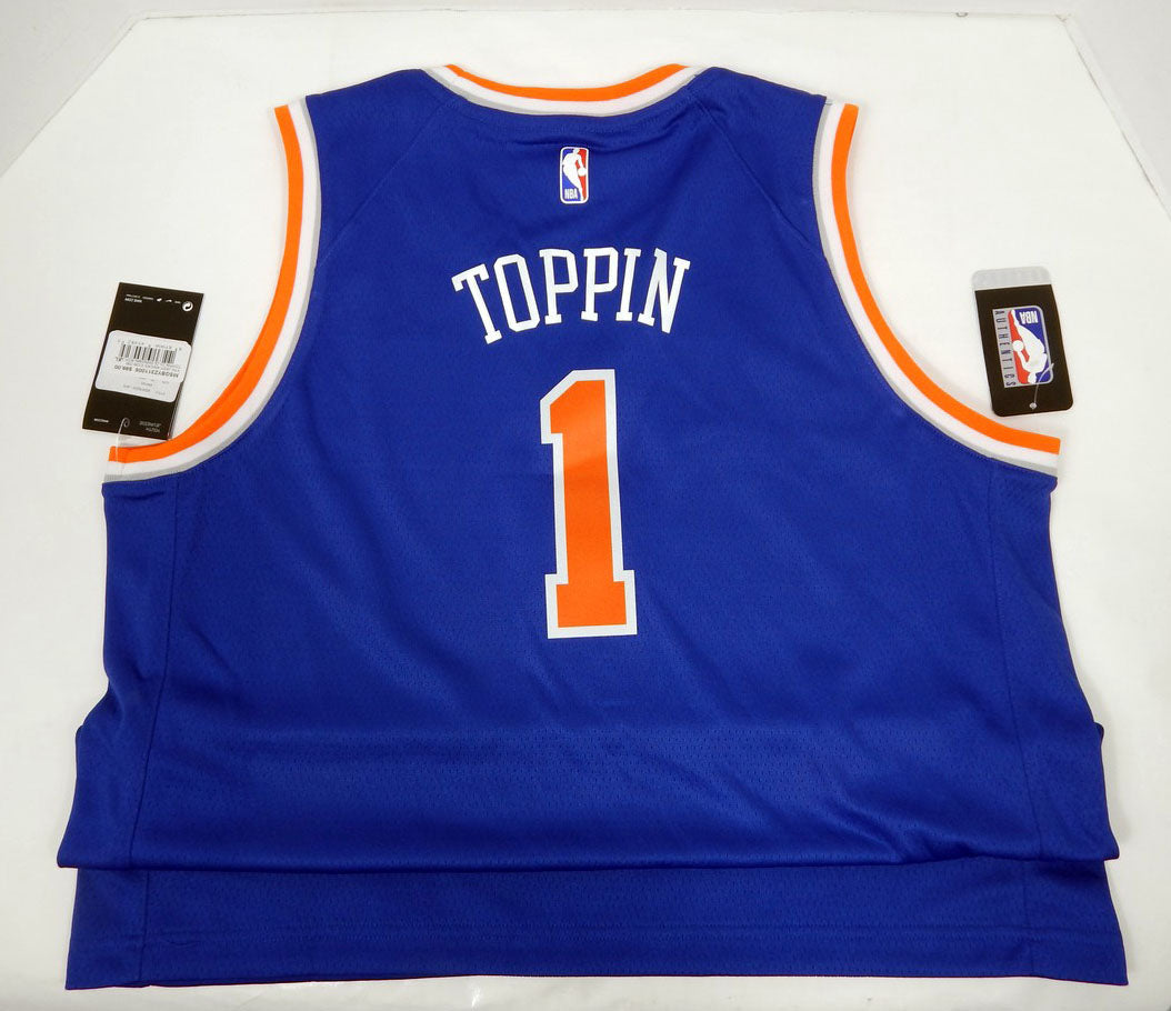 2022-23 Youth New York Knicks Obi Toppin #1 Swingman Blue Jersey Nike XL Pic2