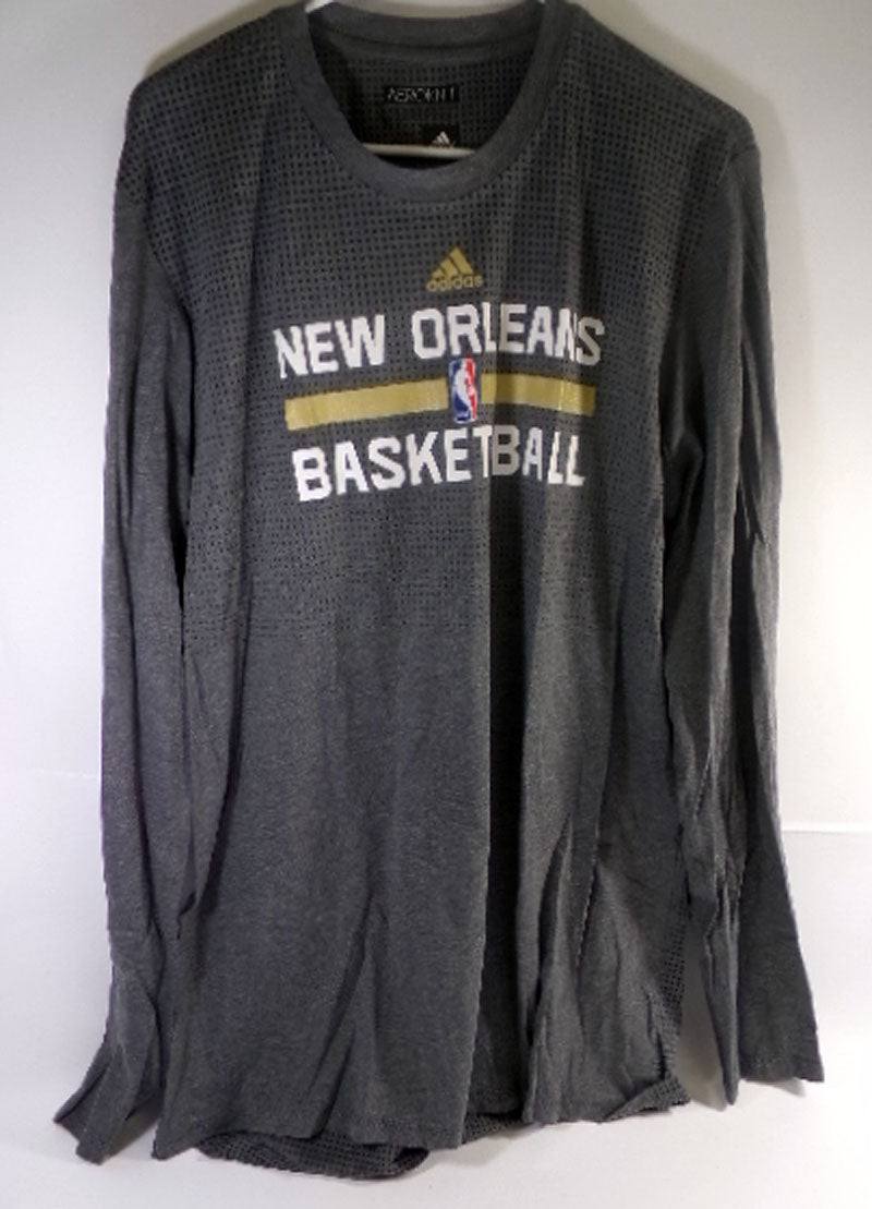 2015-16 Size 4XLT New Orleans Pelicans Team Issued Grey Long Sleeve Training Shirt