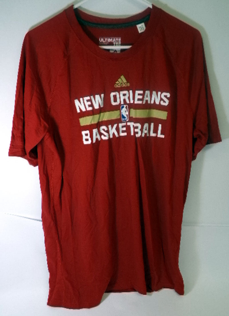 New Orleans Pelicans Team Issue Red Short Sleeve Basketball Training Shirt Size LT